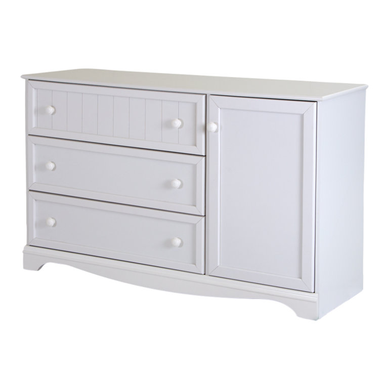 Savannah Cottage-Style 3-Drawer Combo Dresser in Pure White