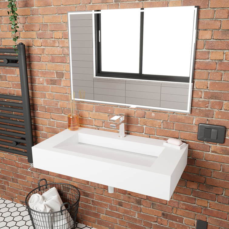 Pyramid 36" Matte White Solid Surface Wall-Mount Bathroom Sink