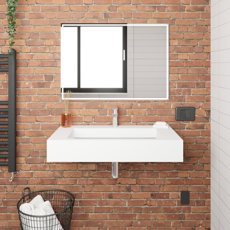 Pyramid 36" Matte White Solid Surface Wall-Mount Bathroom Sink