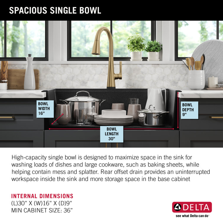 Metallic Black Granite Composite Single Bowl Workstation Sink