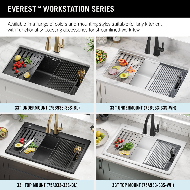 White Granite Composite Drop-in Workstation Kitchen Sink