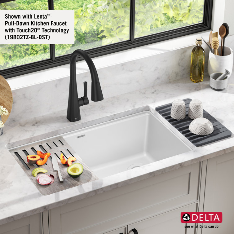White Granite Composite Drop-in Workstation Kitchen Sink