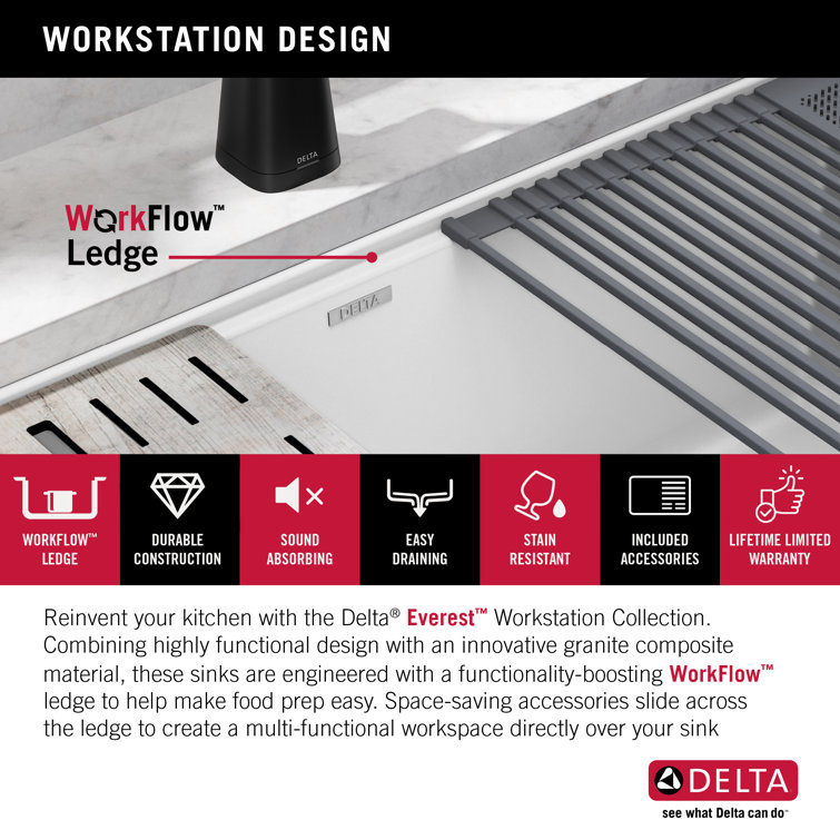 White Granite Composite Drop-in Workstation Kitchen Sink