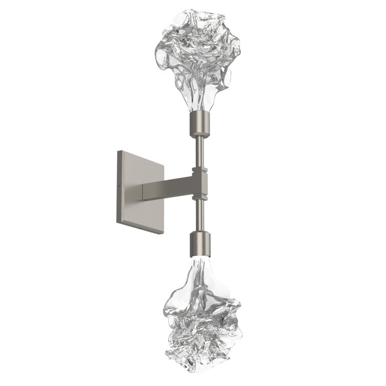 Whimsical Blossom Artisan Blown Glass Double Sconce in Metallic Beige Silver