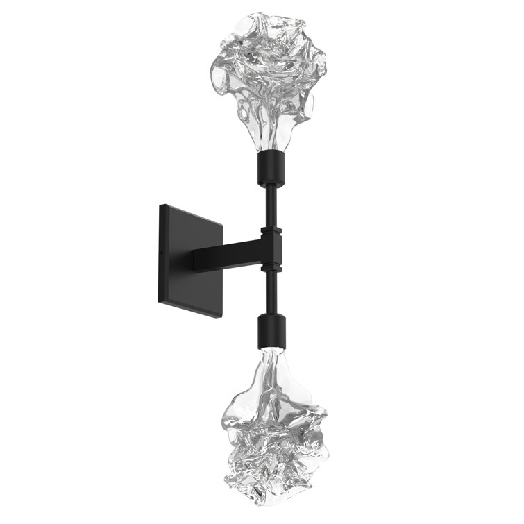 Blossom Artisan Blown Glass Double Sconce in Matte Black