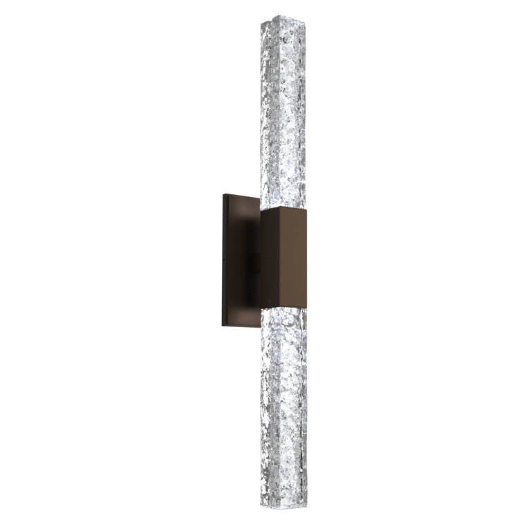 Axis Double Matte Black LED Wall Sconce with Recycled Glass Detail