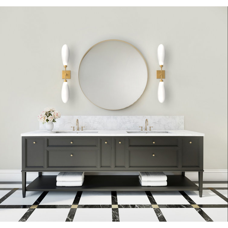 Gilded Brass Double Glass Shade Wall Sconce