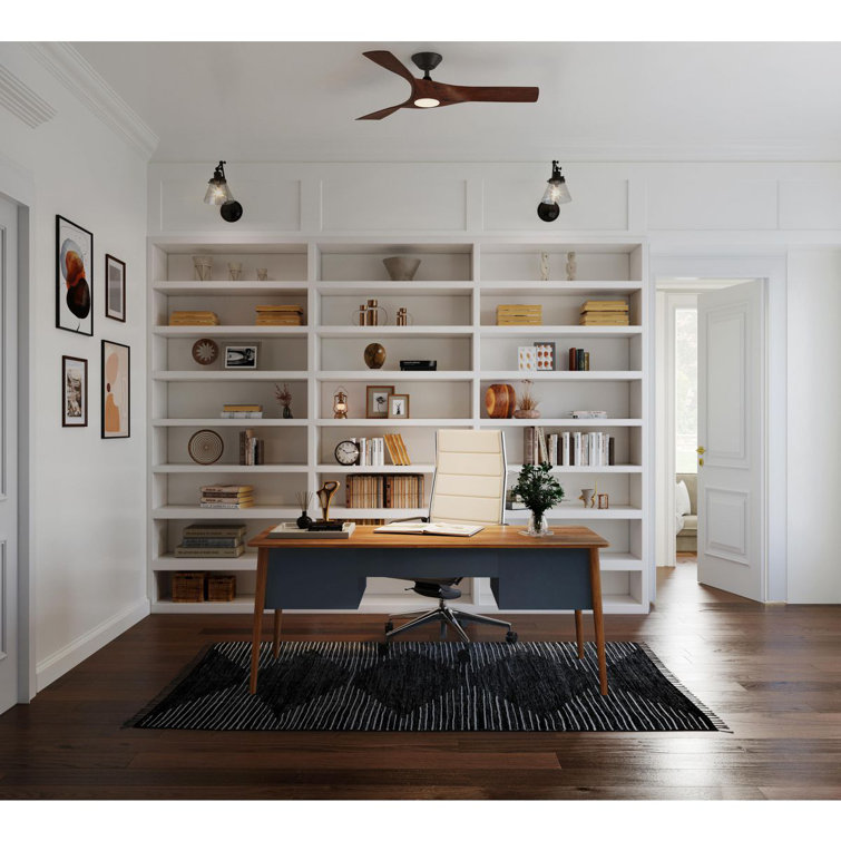 52'' Koa Woodgrain Smart Ceiling Fan with LED Light