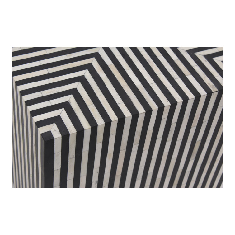 Deco Contrast Camel Bone & Iron Side Table - Black/White