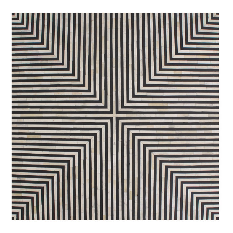 Square Black and White Bone Inlay Resin Coffee Table