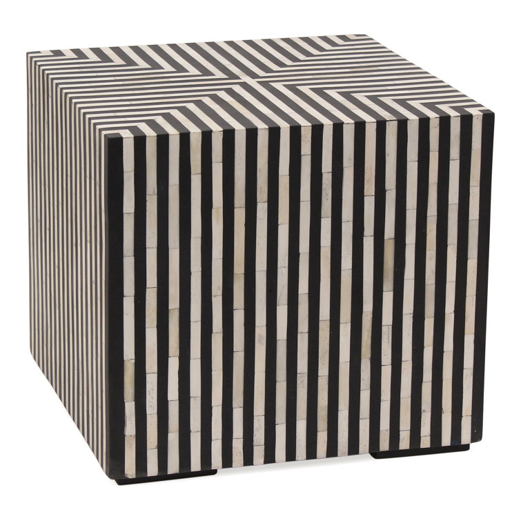 Deco Contrast Camel Bone & Iron Side Table - Black/White