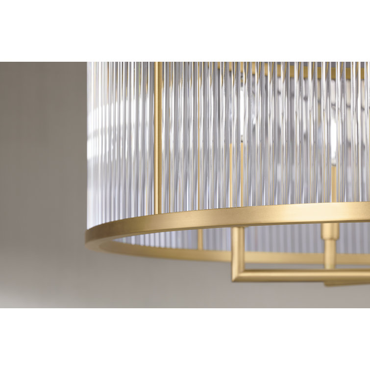 Brushed Brass 29" Drum 5-Light Chandelier