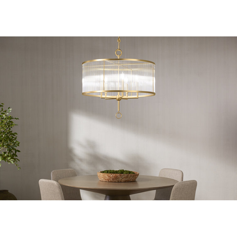 Brushed Brass 29" Drum 5-Light Chandelier
