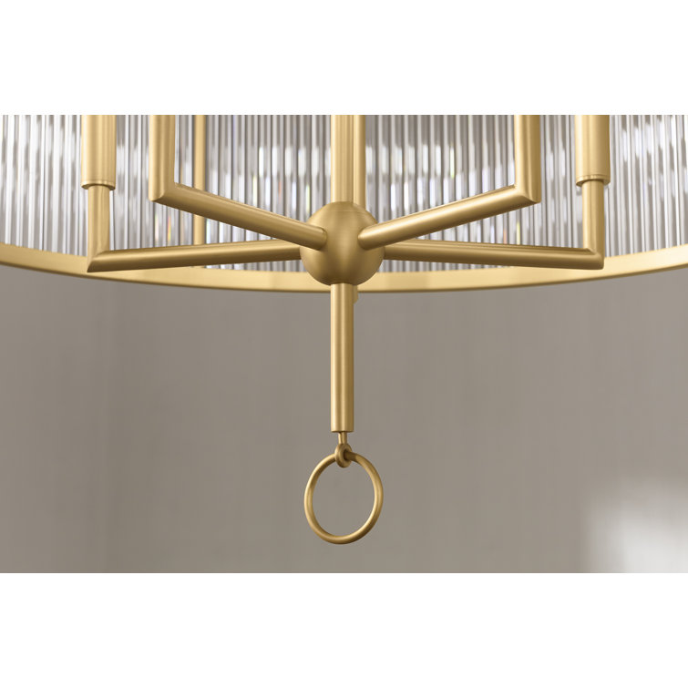 Brushed Brass 29" Drum 5-Light Chandelier