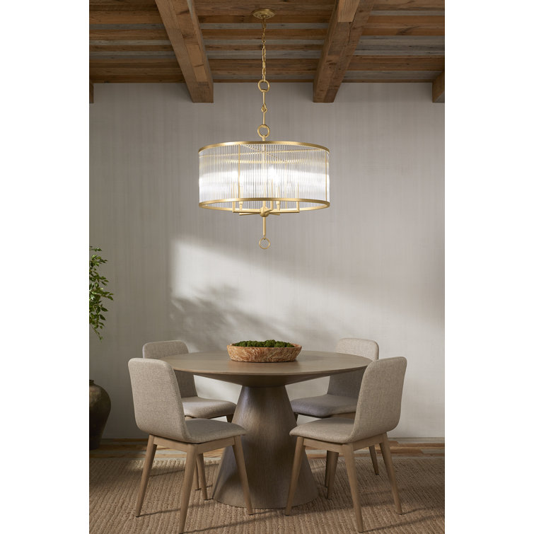 Brushed Brass 29" Drum 5-Light Chandelier