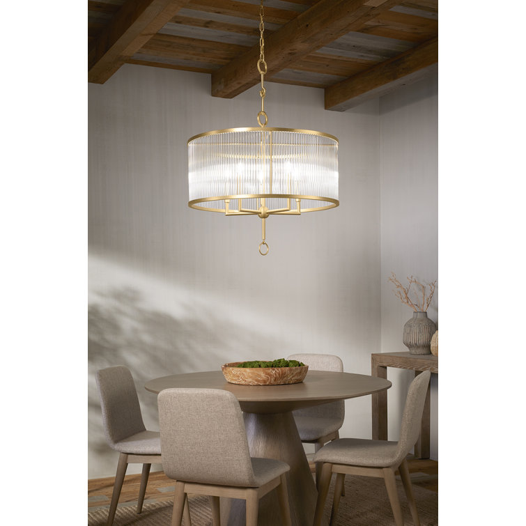 Brushed Brass 29" Drum 5-Light Chandelier