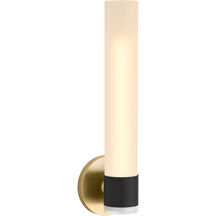 Purist Minimalist Black and Brass Vanity Sconce with Frosted Glass