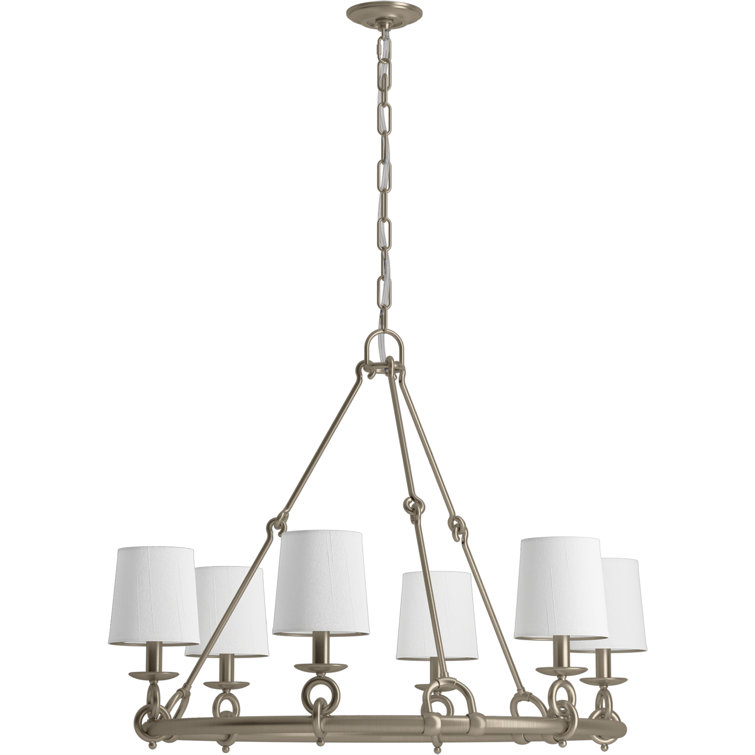 Terret Aristocratic 35.75" Vibrant Brushed Bronze Six-Light Chandelier
