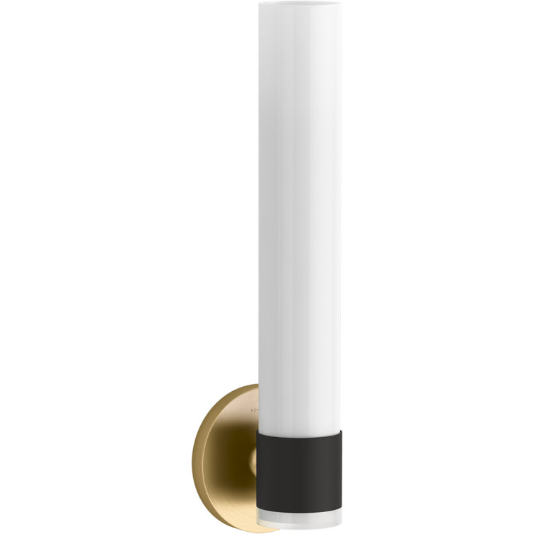 Purist Minimalist Black and Brass Vanity Sconce with Frosted Glass