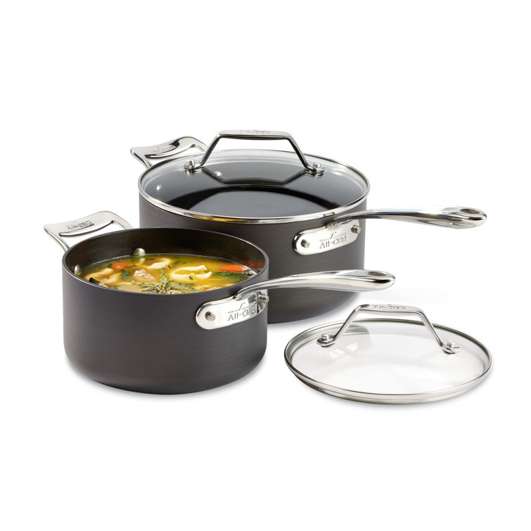 All-Clad Black Hard Anodized Nonstick Sauce Pan Set with Lids