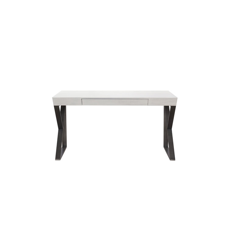 White Wood Transitional Home Office Desk with Drawer