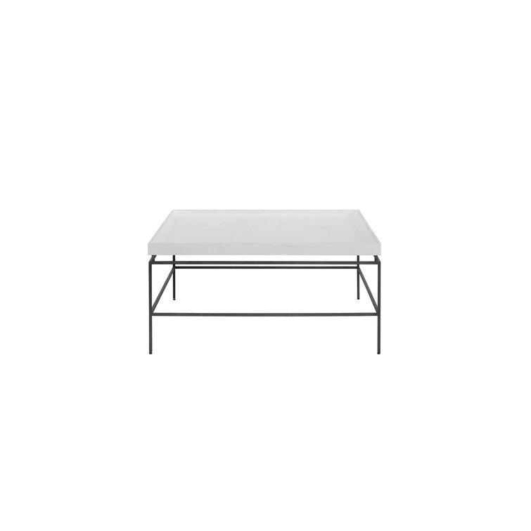 White Square Modern Wood and Metal Coffee Table