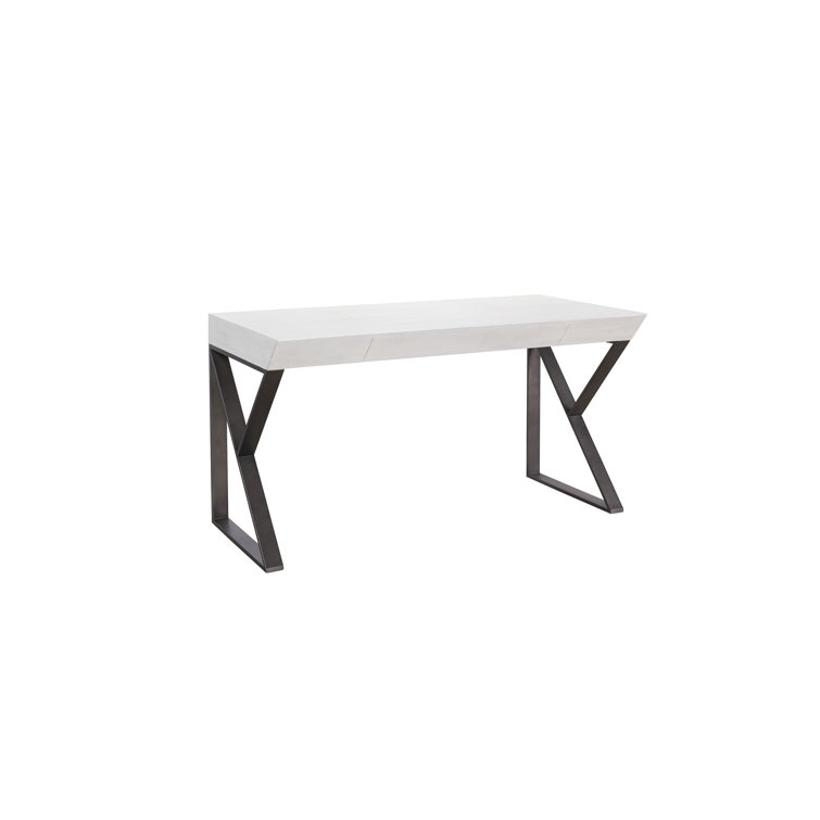 White Wood Transitional Home Office Desk with Drawer