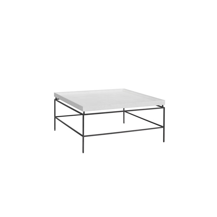 White Square Modern Wood and Metal Coffee Table