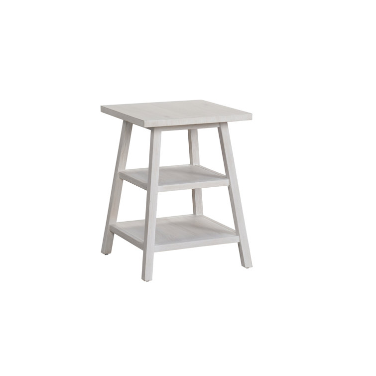 Cool White Transitional Square Wood End Table 18"