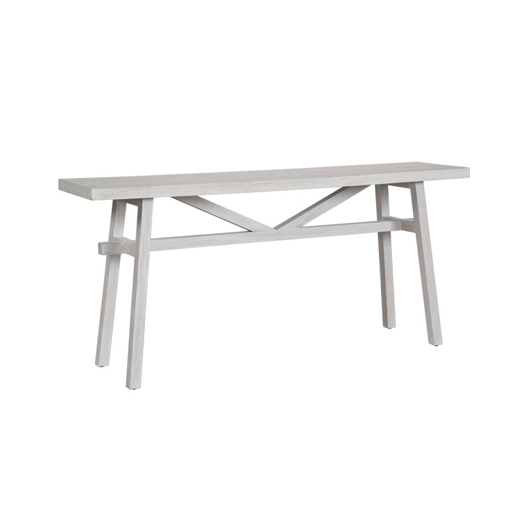 Transitional White Wood Rectangular Console Table, 68"