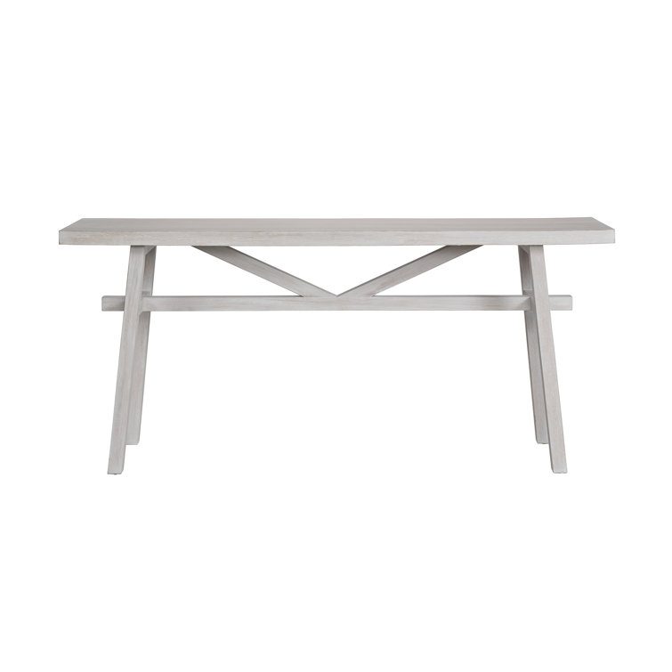 Transitional White Wood Rectangular Console Table, 68"