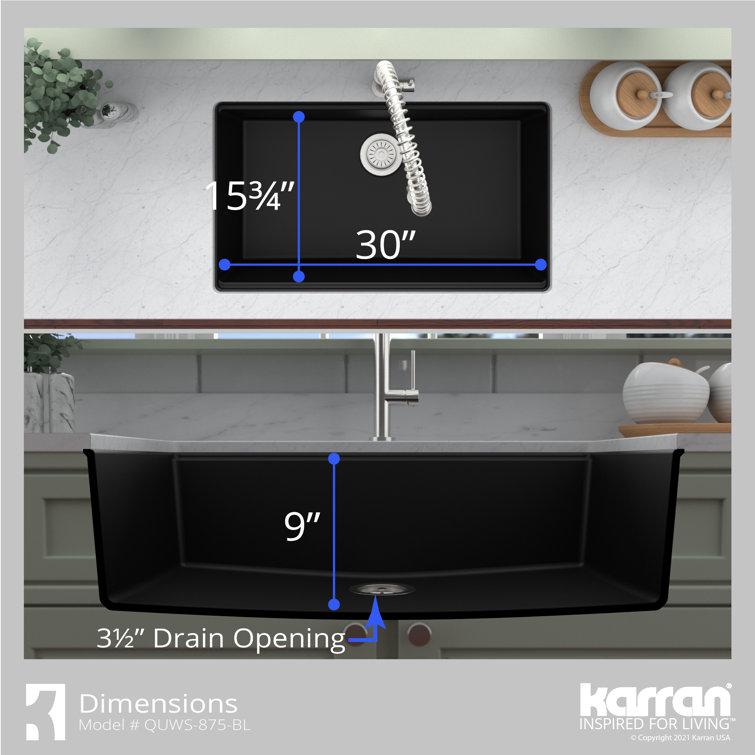 Black Quartz Composite Single Bowl Undermount Workstation Sink