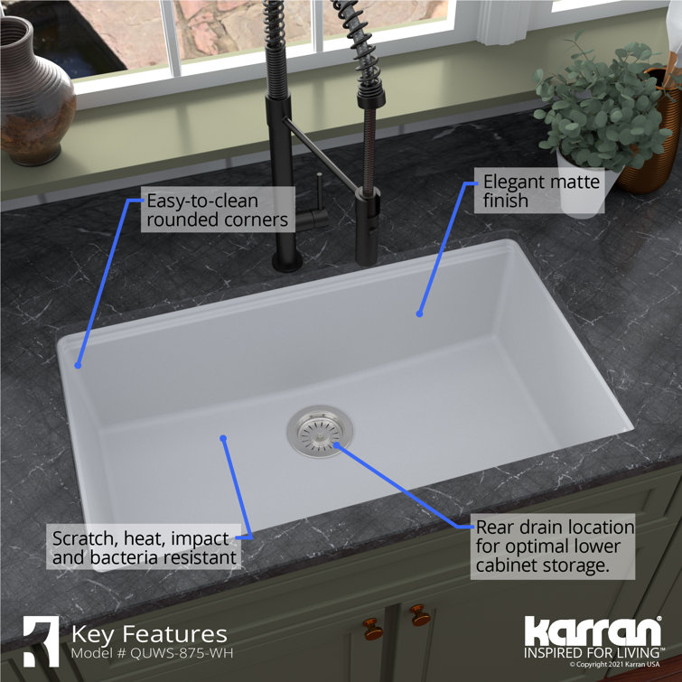 White Quartz Single Bowl Undermount Workstation Kitchen Sink