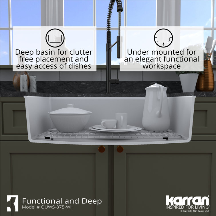 White Quartz Single Bowl Undermount Workstation Kitchen Sink