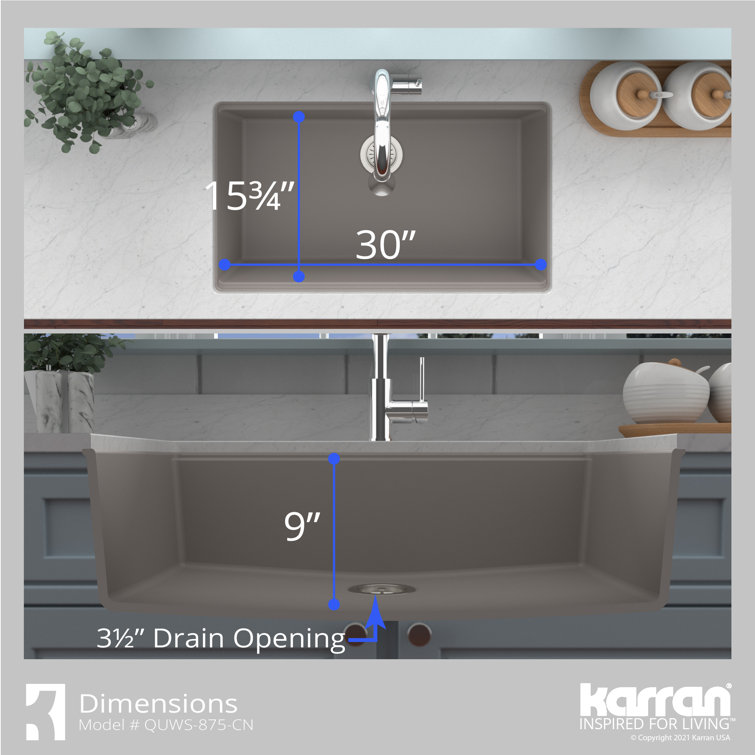 Concrete Quartz Single Bowl Undermount Workstation Sink