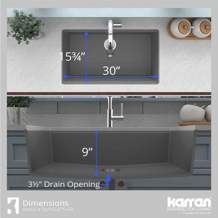 Gray Quartz Single Bowl Undermount Workstation Kitchen Sink