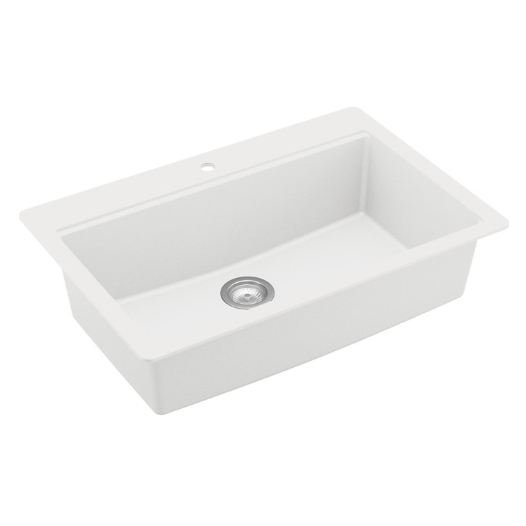 White Quartz 33'' Single Bowl Drop-in Kitchen Sink