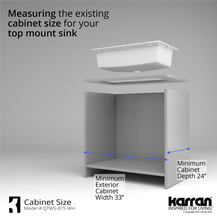 White Quartz 33'' Single Bowl Drop-in Kitchen Sink