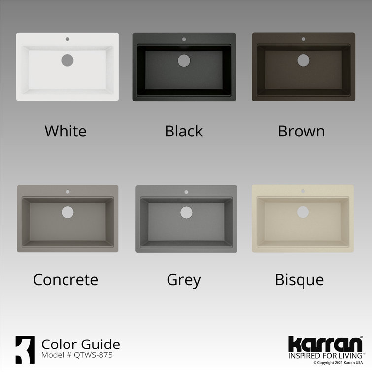 Gray Quartz 33'' Single Bowl Drop-in Workstation Sink