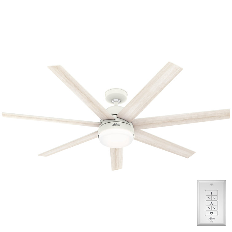 60" Matte White Smart Ceiling Fan with LED Light and Remote