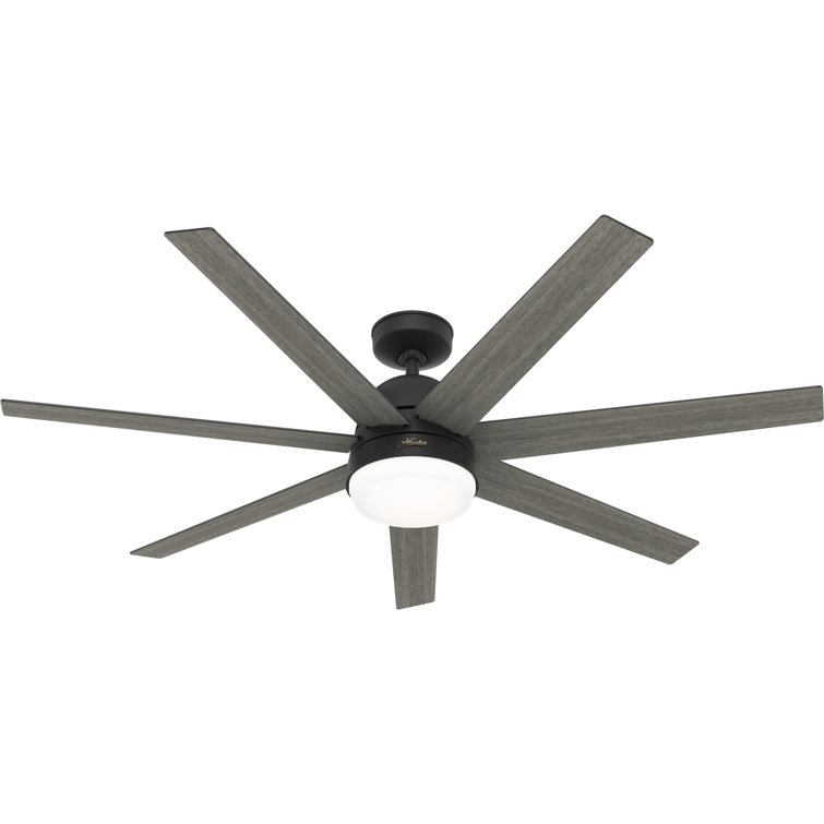 60" Matte Black Smart Ceiling Fan with LED Light and Remote