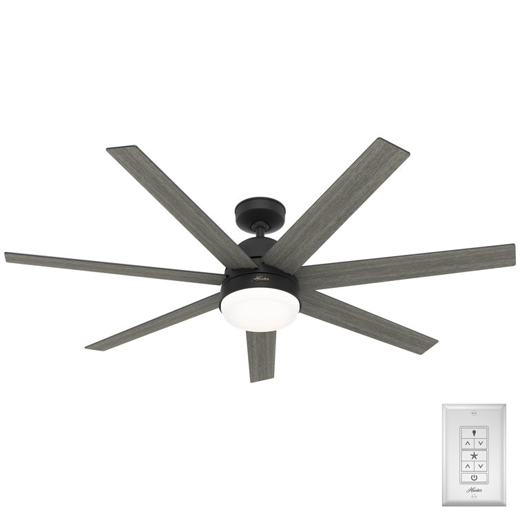 60" Matte Black Smart Ceiling Fan with LED Light and Remote