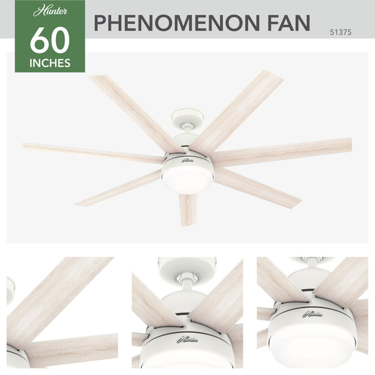 60" Matte White Smart Ceiling Fan with LED Light and Remote