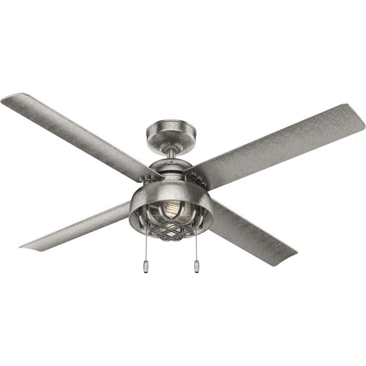 52" Painted Galvanized 4-Blade Ceiling Fan with LED Light Kit