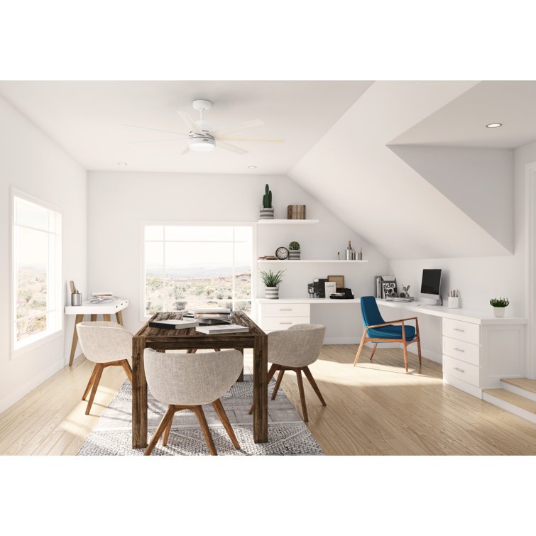 60" Matte White Smart Ceiling Fan with LED Light and Remote