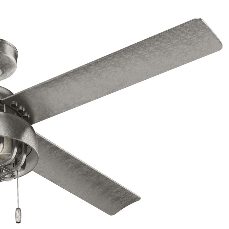 52" Painted Galvanized 4-Blade Ceiling Fan with LED Light Kit