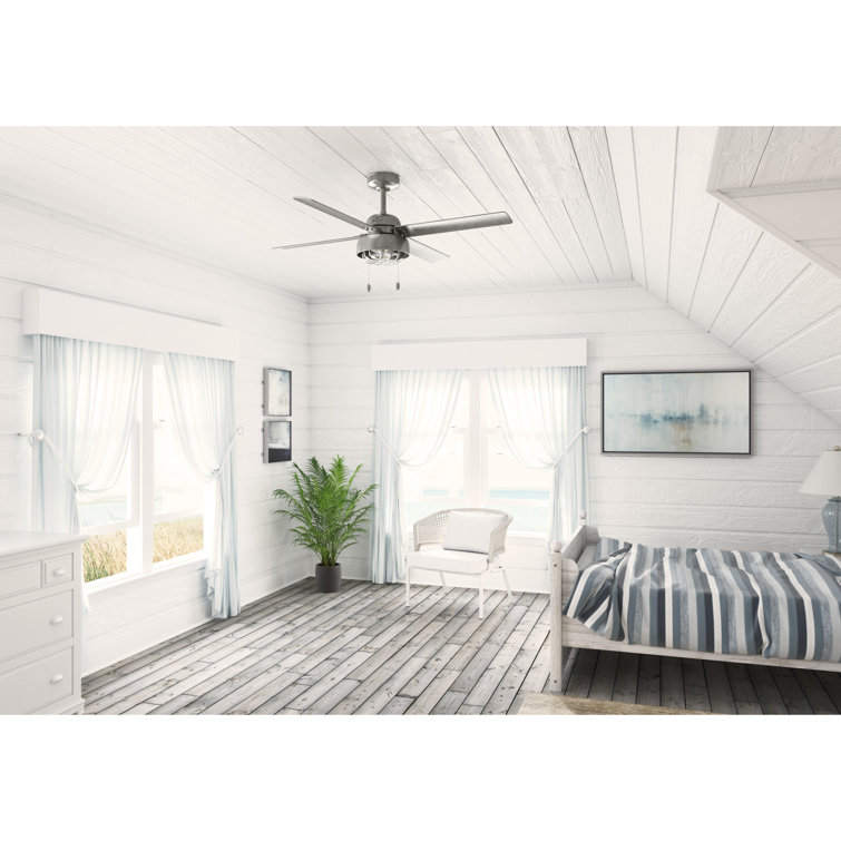 52" Painted Galvanized 4-Blade Ceiling Fan with LED Light Kit