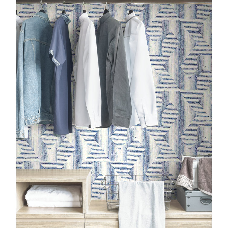 Blue and White Geometric Peel and Stick Wallpaper