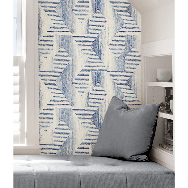 Blue and White Geometric Peel and Stick Wallpaper