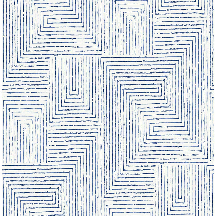 Blue and White Geometric Peel and Stick Wallpaper